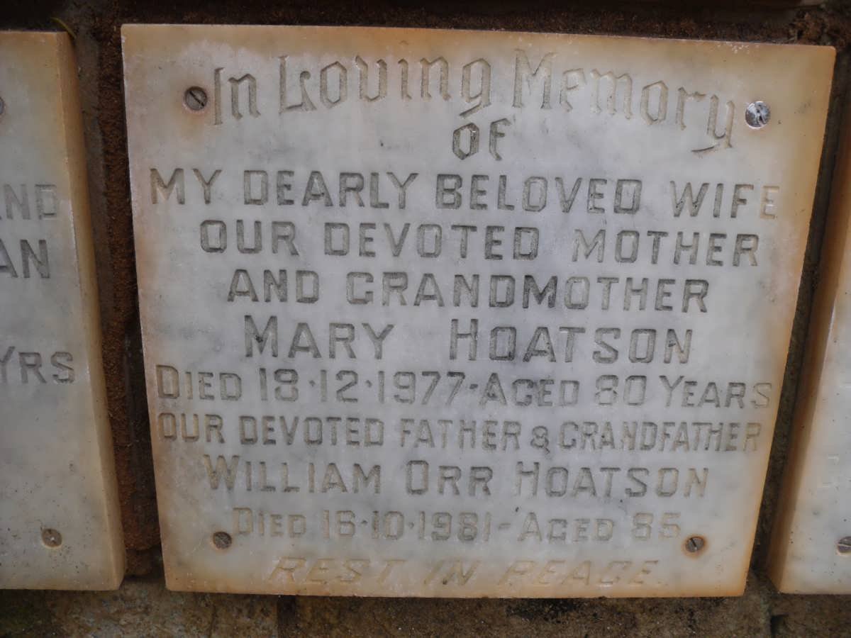 HOATSON William Orr -1981 &amp; Mary -1977