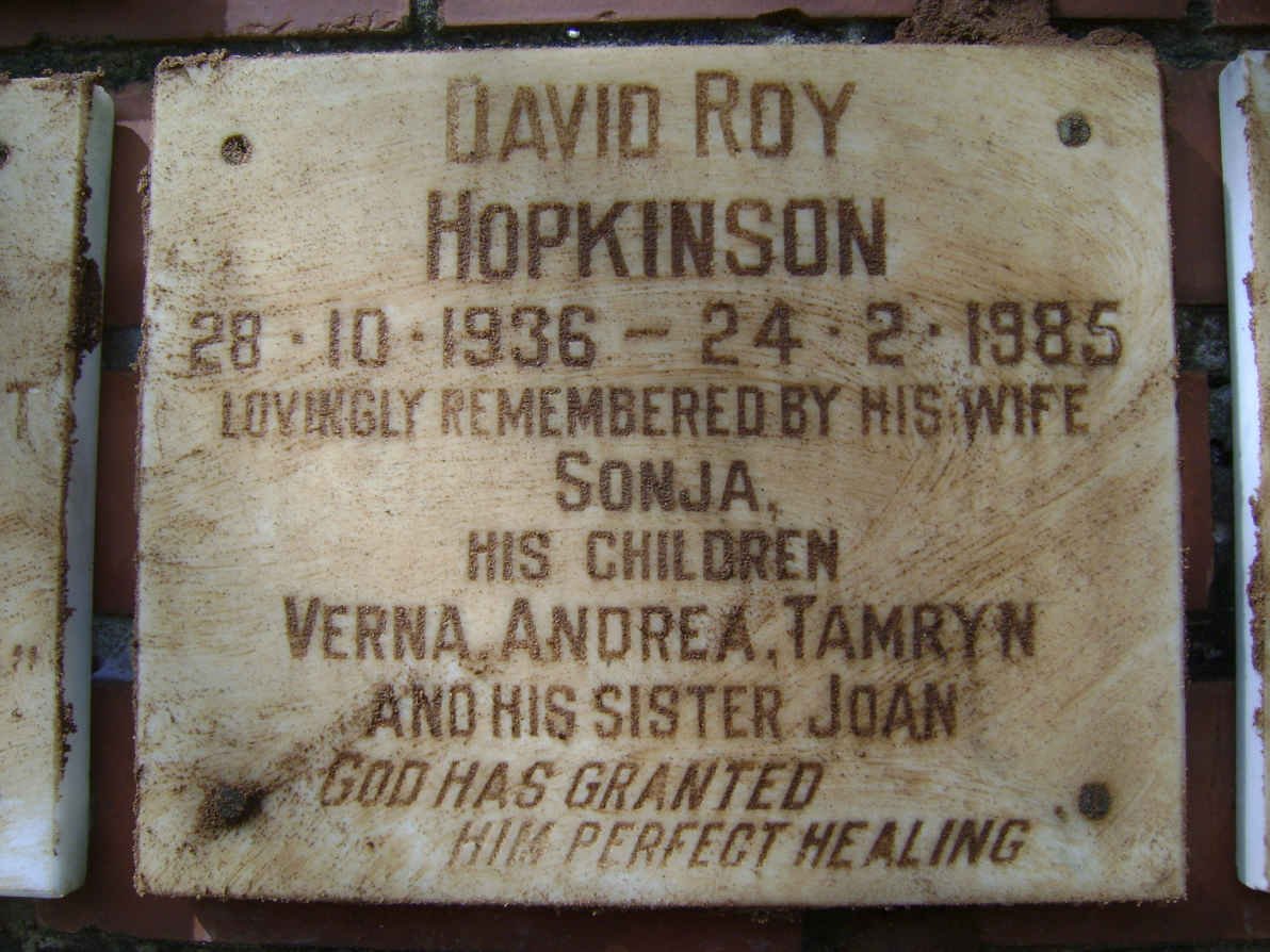 HOPKINSON David Roy 1936-1985