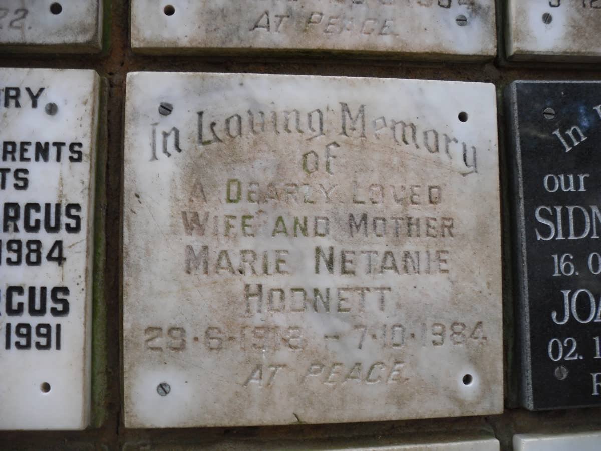 HODNETT Marie Netanie 1918-1984