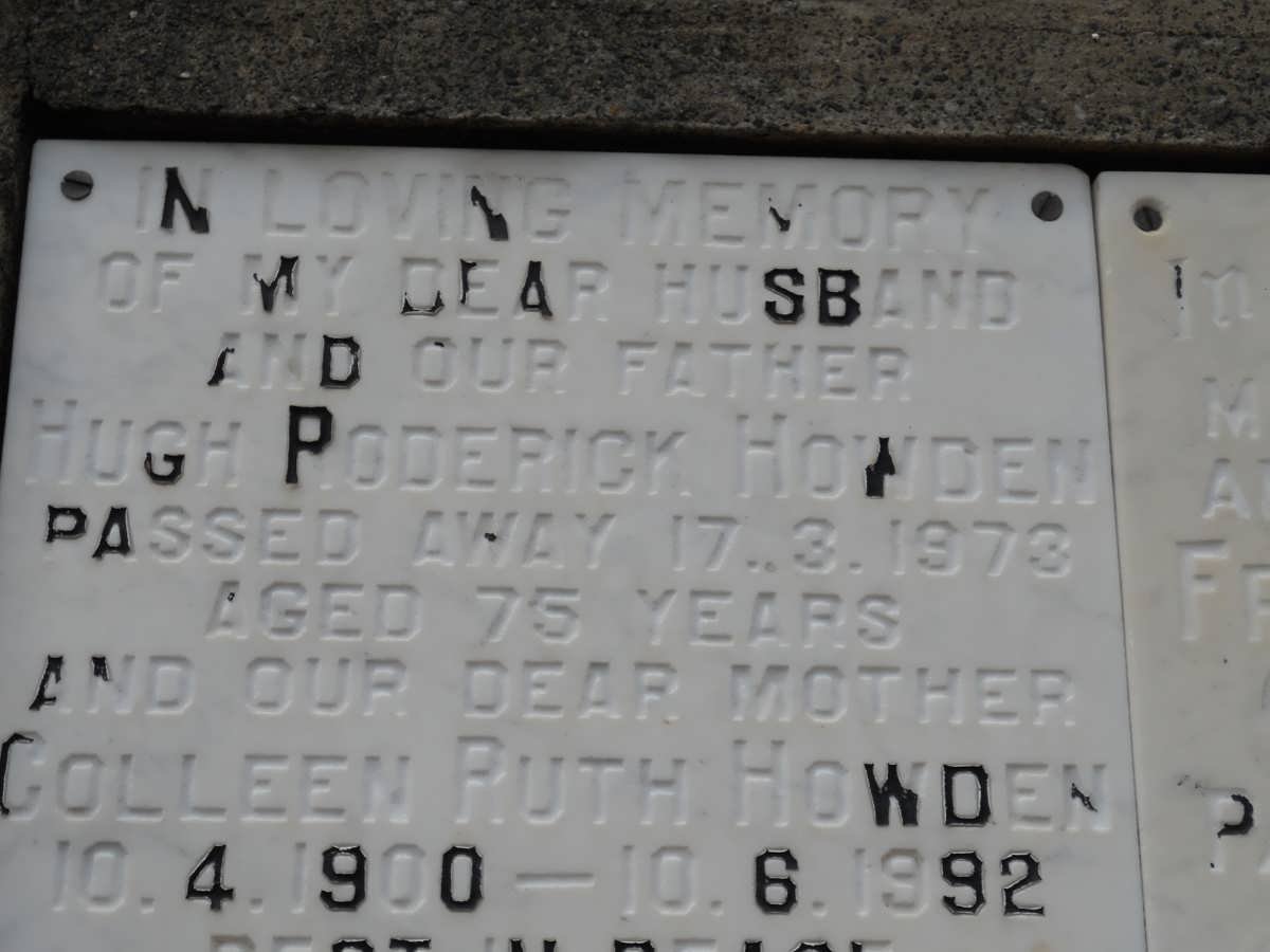 HOWDEN Hugh Roderick -1973 &amp; Colleen Ruth 1900-1992
