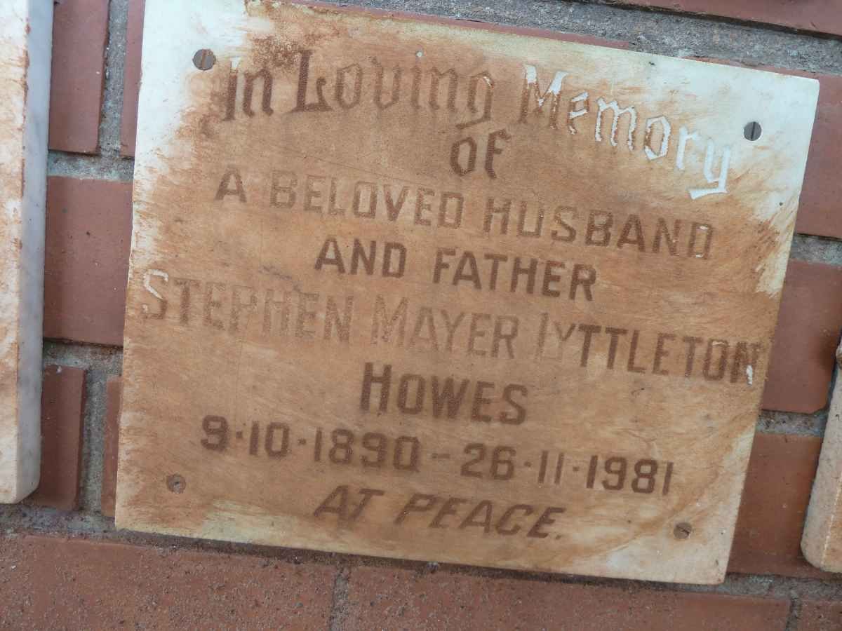 HOWES Stephen Mayer Lyttleton 1890-1981