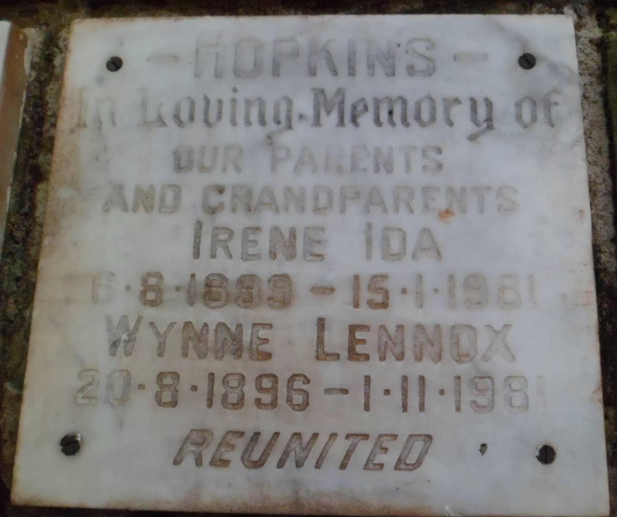 HOPKINS Wynne Lennox 1896-1981 &amp; Irene Ida 1899-1981