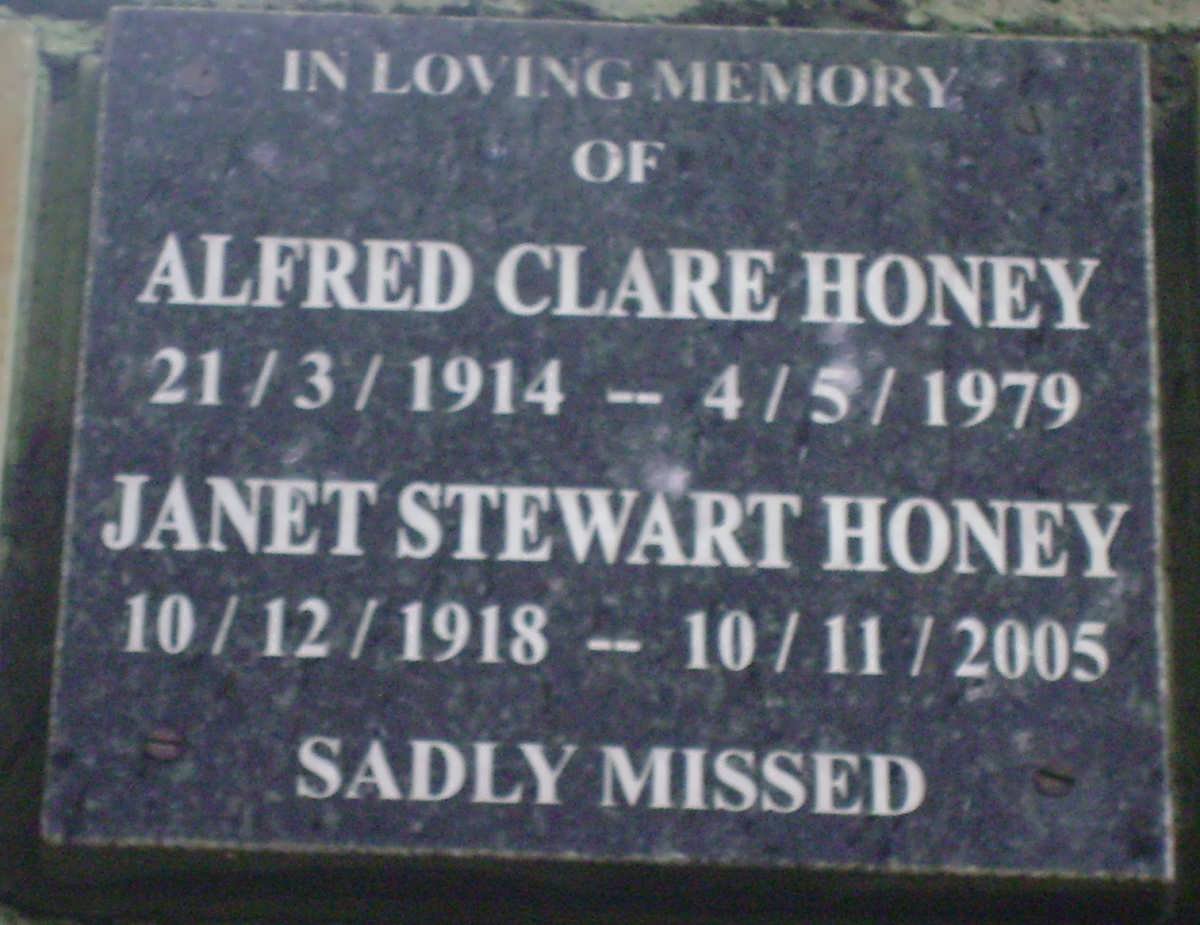 HONEY Alfred Clare 1914-1979 &amp; Janet Stewart 1918-2005