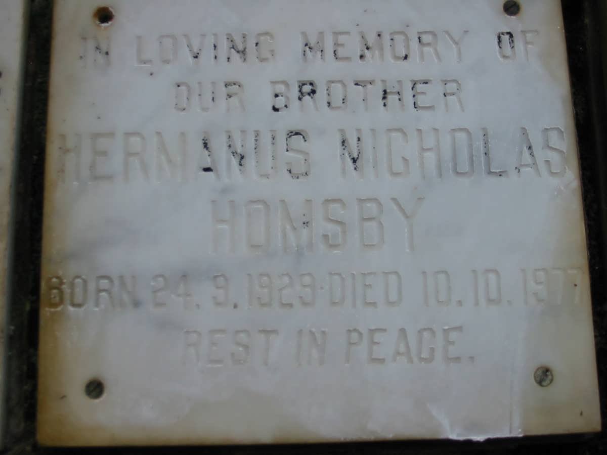HOMSBY Hermanus Nicholas 1929-1977