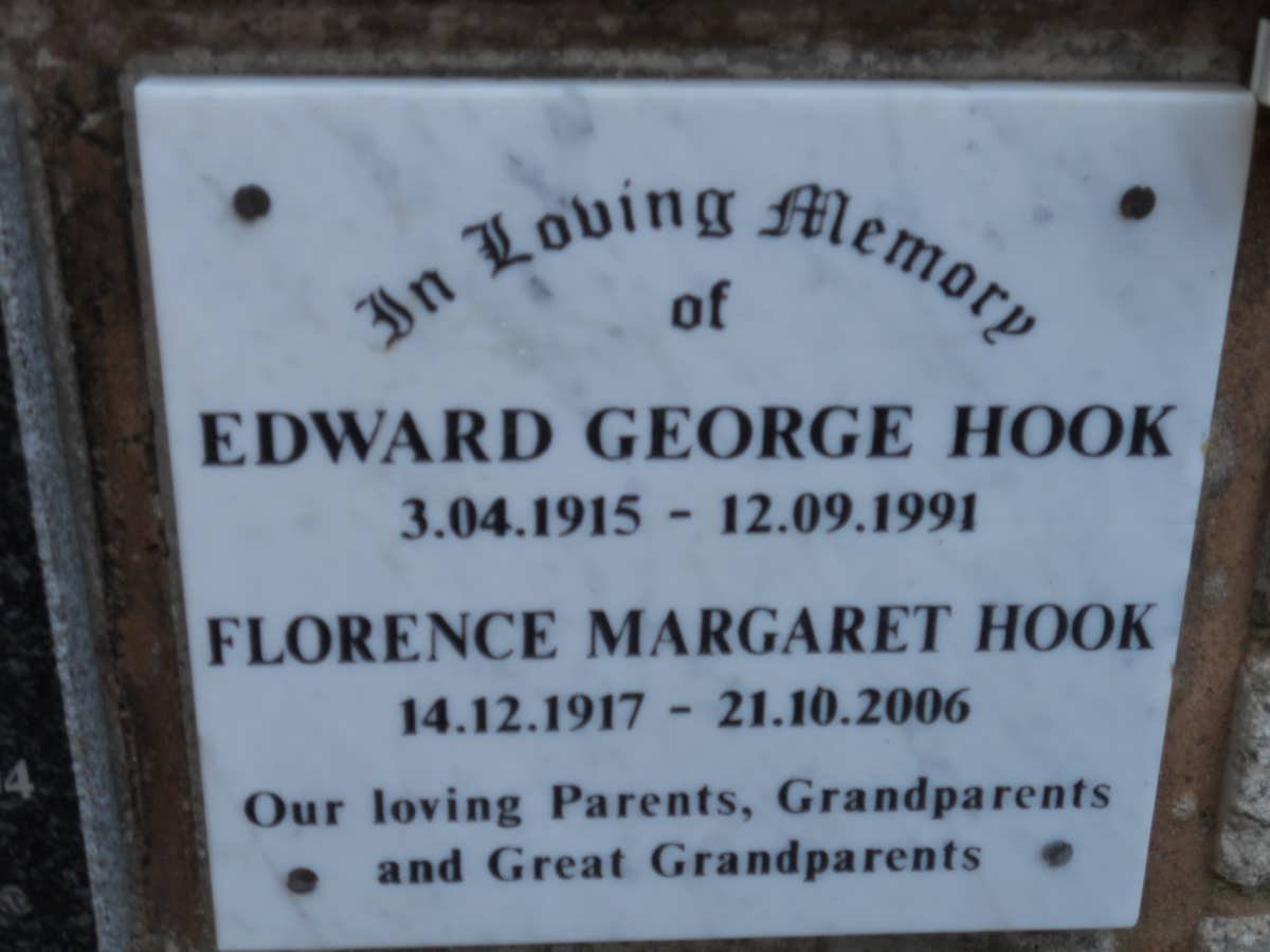 HOOK Edward George 1915-1991 &amp; Florence Margaret 1917-2006