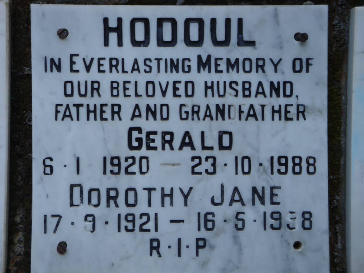 HODOUL Gerald 1920-1988 &amp; Dorothy Jane 1921-1998