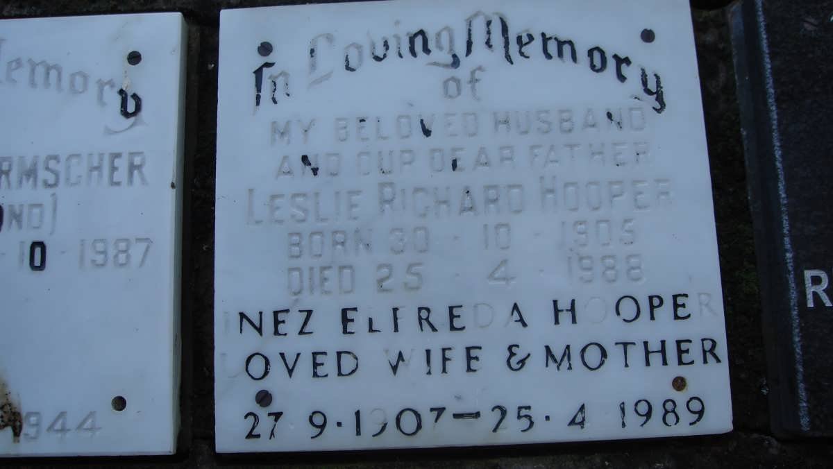 HOOPER Leslie Richard 1905-1988 &amp; Inez Elfreda 1907-1989