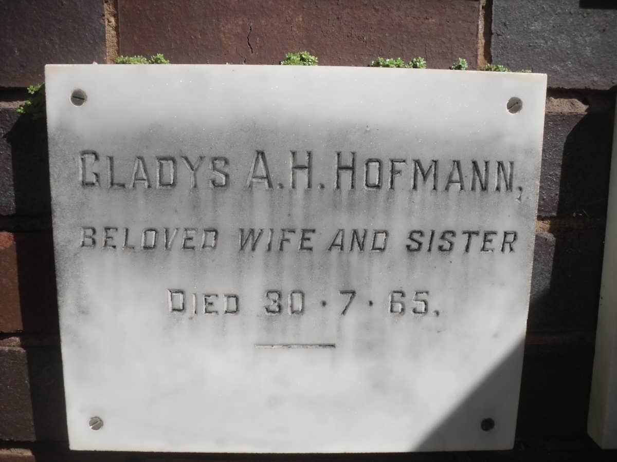 HOFMANN Gladys A.H. -1965