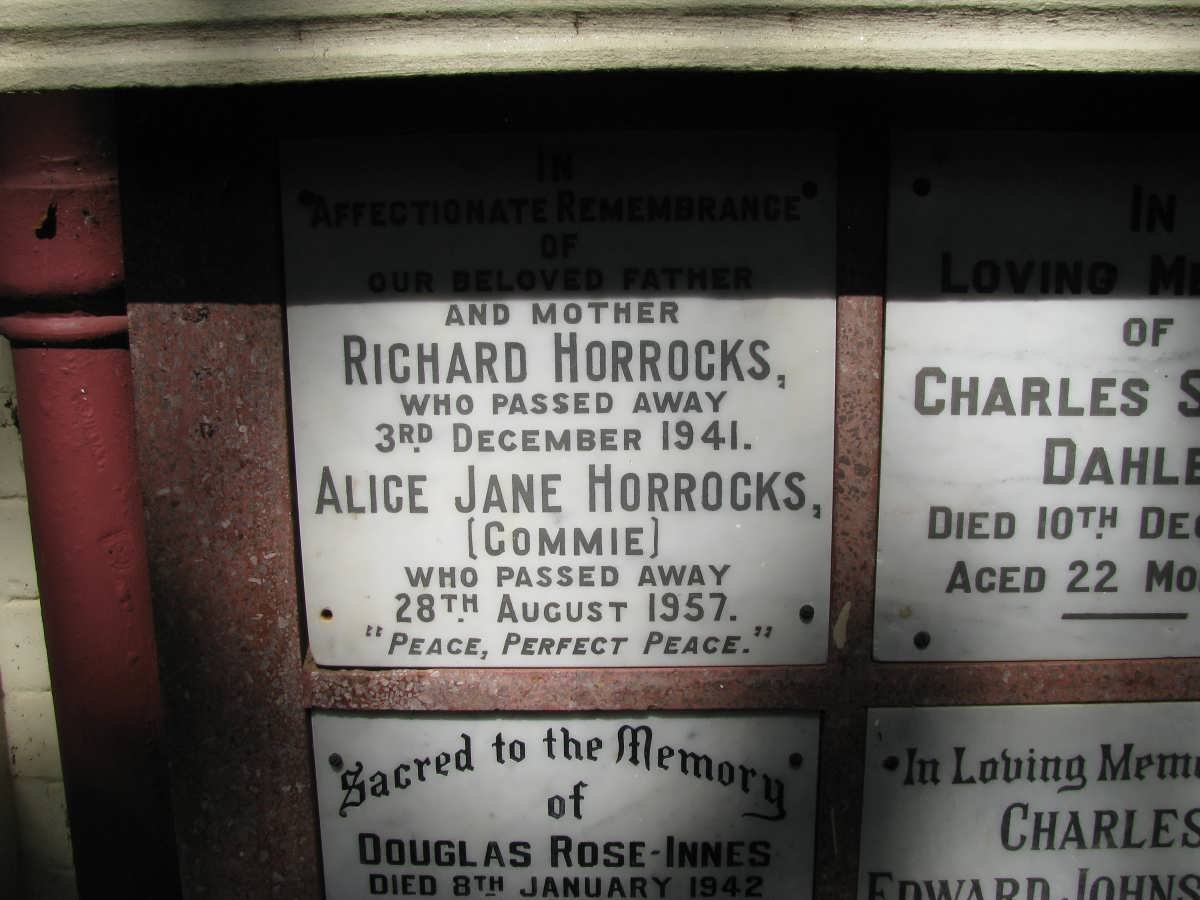 HORROCKS Richard -1941 &amp; Alice Jane -1957
