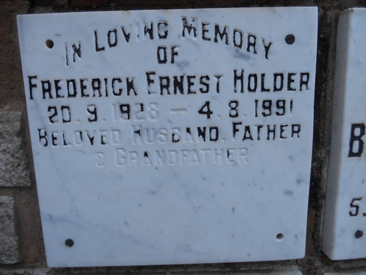 HOLDER Frederick Ernest 1928-1991