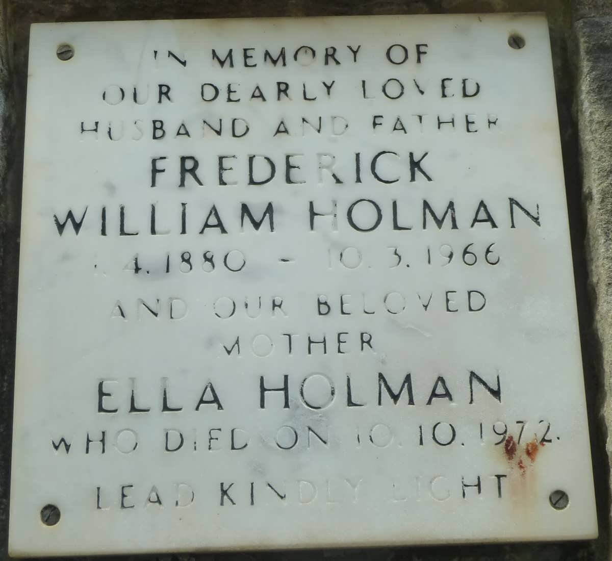 HOLMAN Frederick William 1880-1966 &amp; Ella -1972