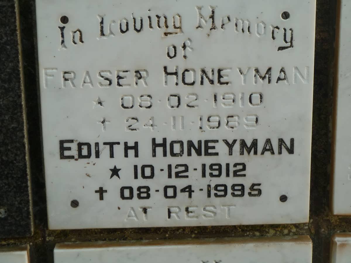 HONEYMAN Fraser 1910-1989 &amp; Edith 1912-1995