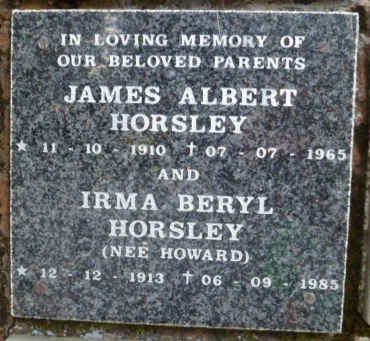 HORSLEY James Albert 1910-1965 &amp; Irma Beryl HOWARD 1913-1985