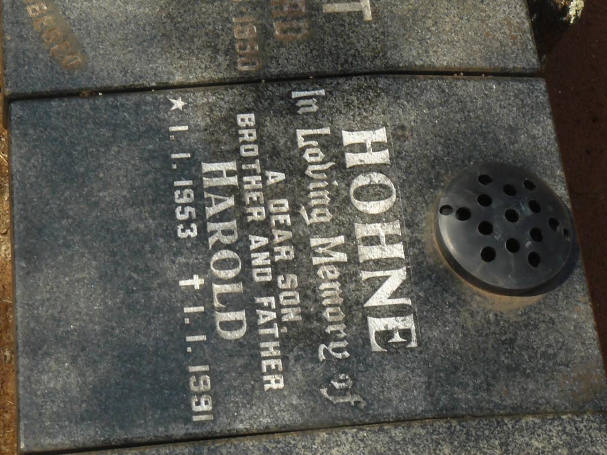 HOHNE Harold 1953-1991