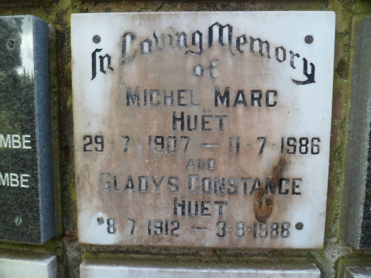 HUET Michel Marc 1907-1986 &amp; Gladys Constance 1912-1988