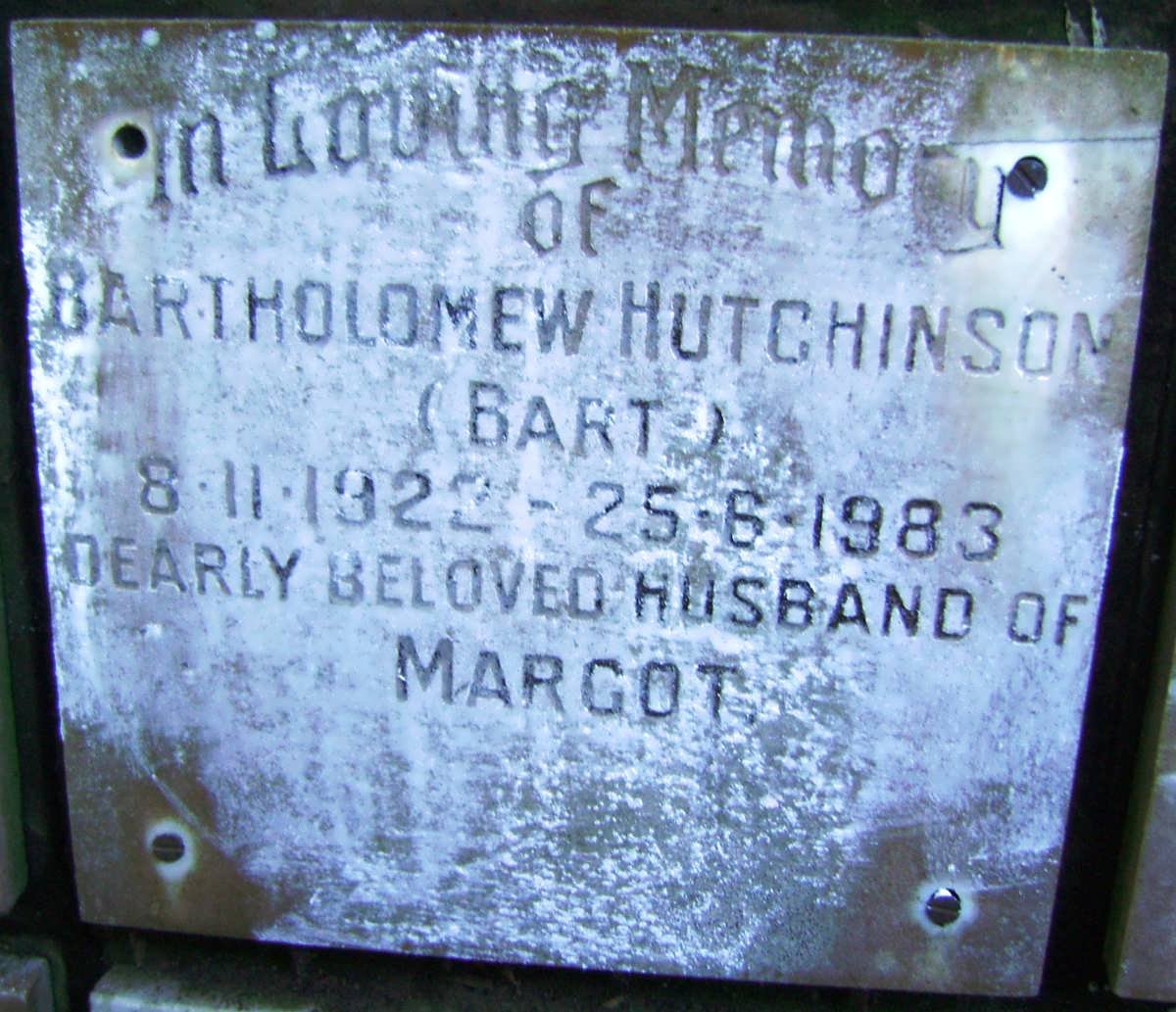 HUTCHINSON Bartholomew 1922-1983