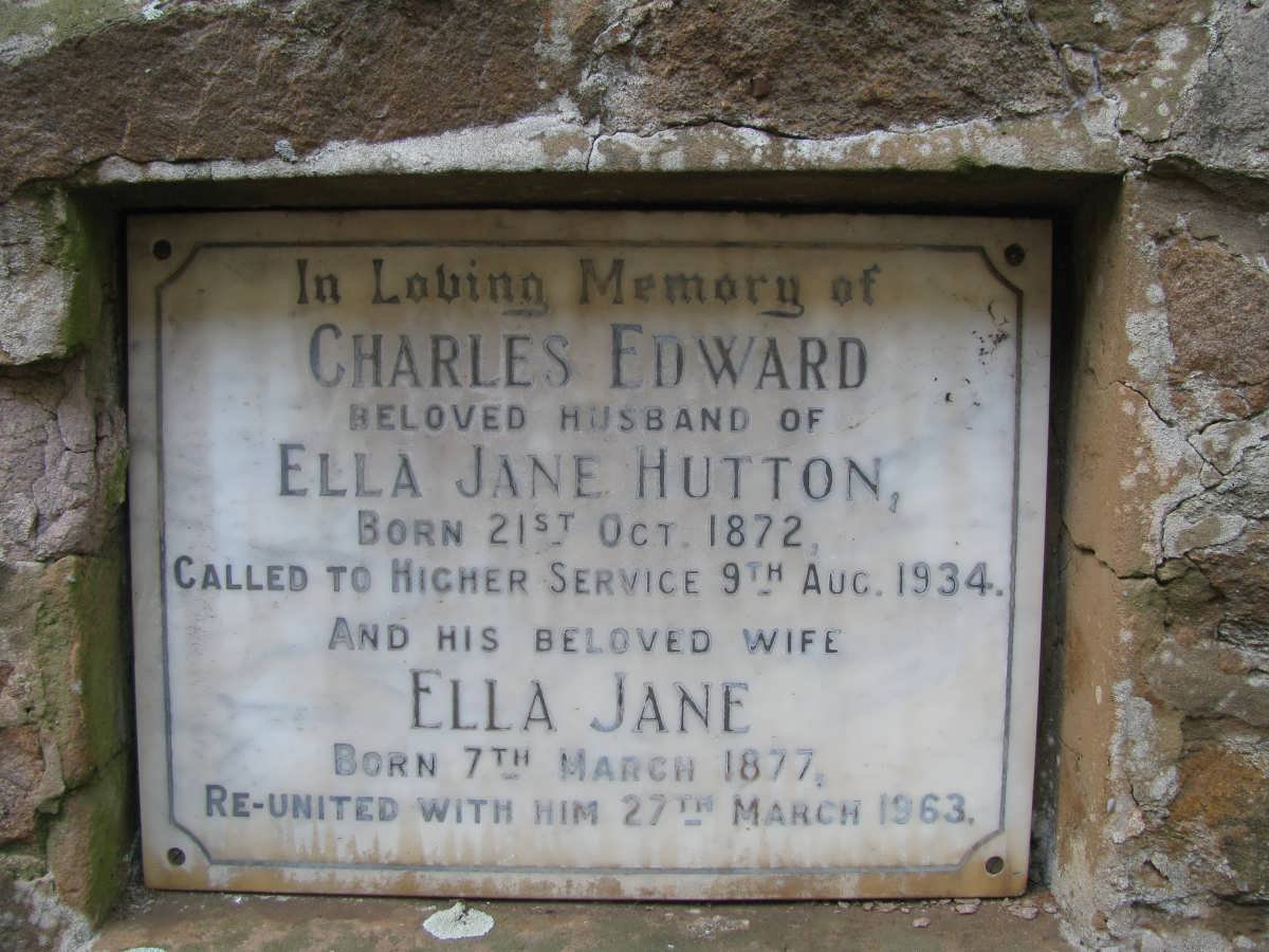 HUTTON Charles Edward 1872-1934 &amp; Ella Jane 1877-1963