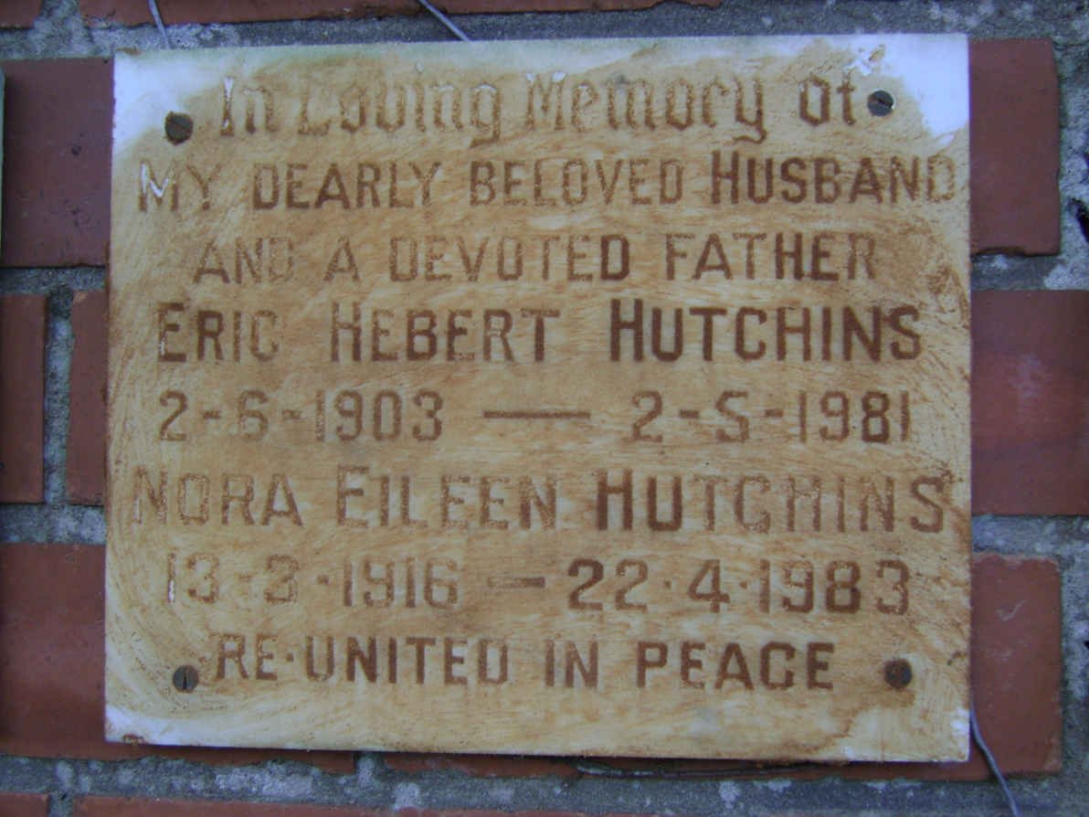 HUTCHINS Eric Hebert 1903-1981 &amp; Nora Eileen 1916-1983