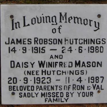 HUTCHINGS James Robson 1915-1980 &amp; Daisy Winifred Mason HUTCHINGS 1923-1987