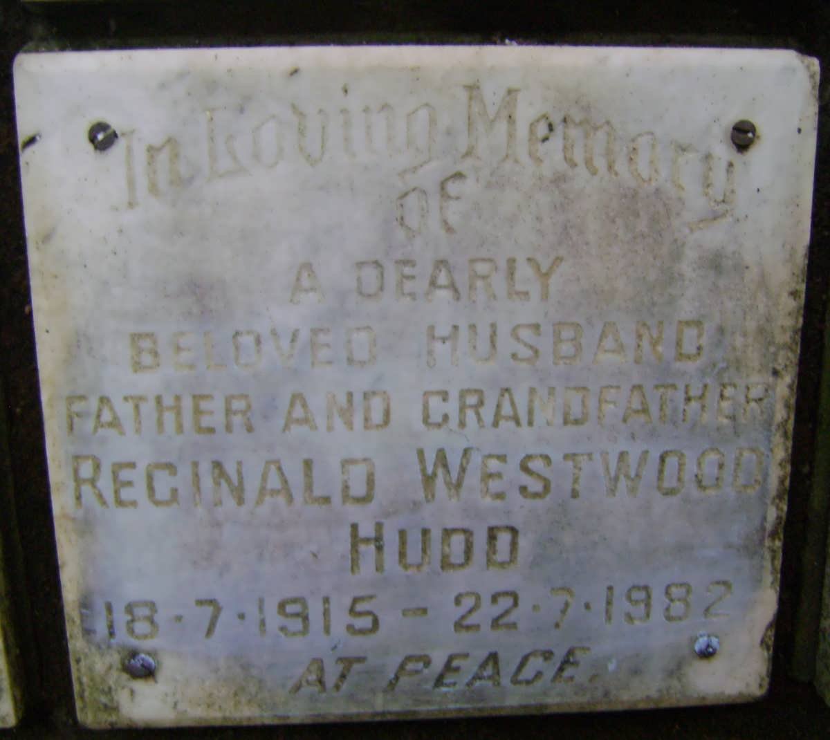 HUDD Reginald Westwood 1915-1982
