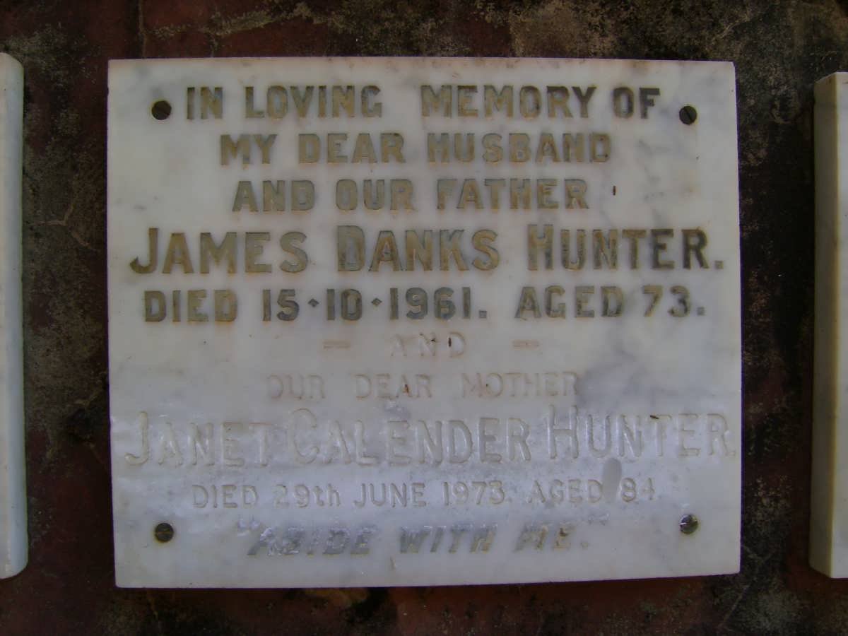 HUNTER James Banks -1961 &amp; Janet Calender -1973