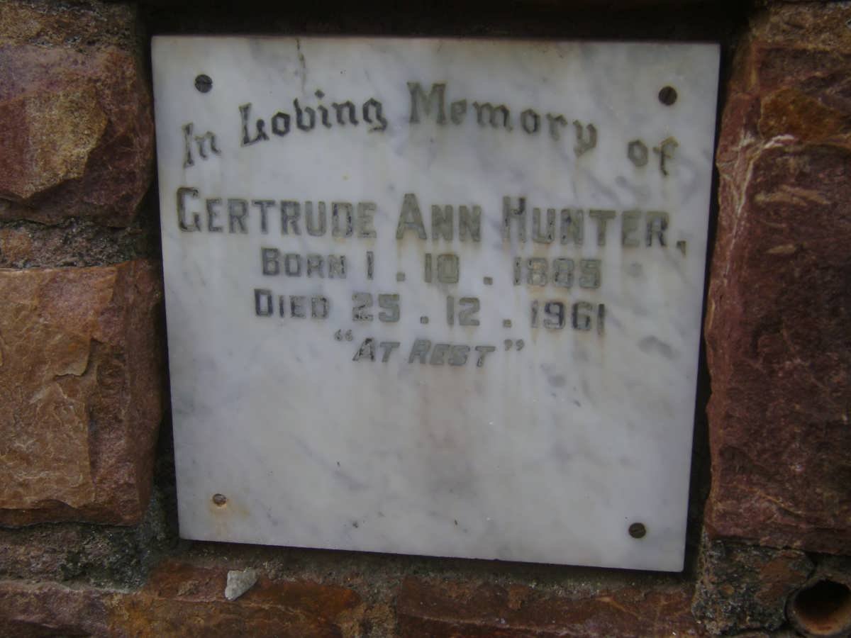 HUNTER Gertrude Ann 1885-1961
