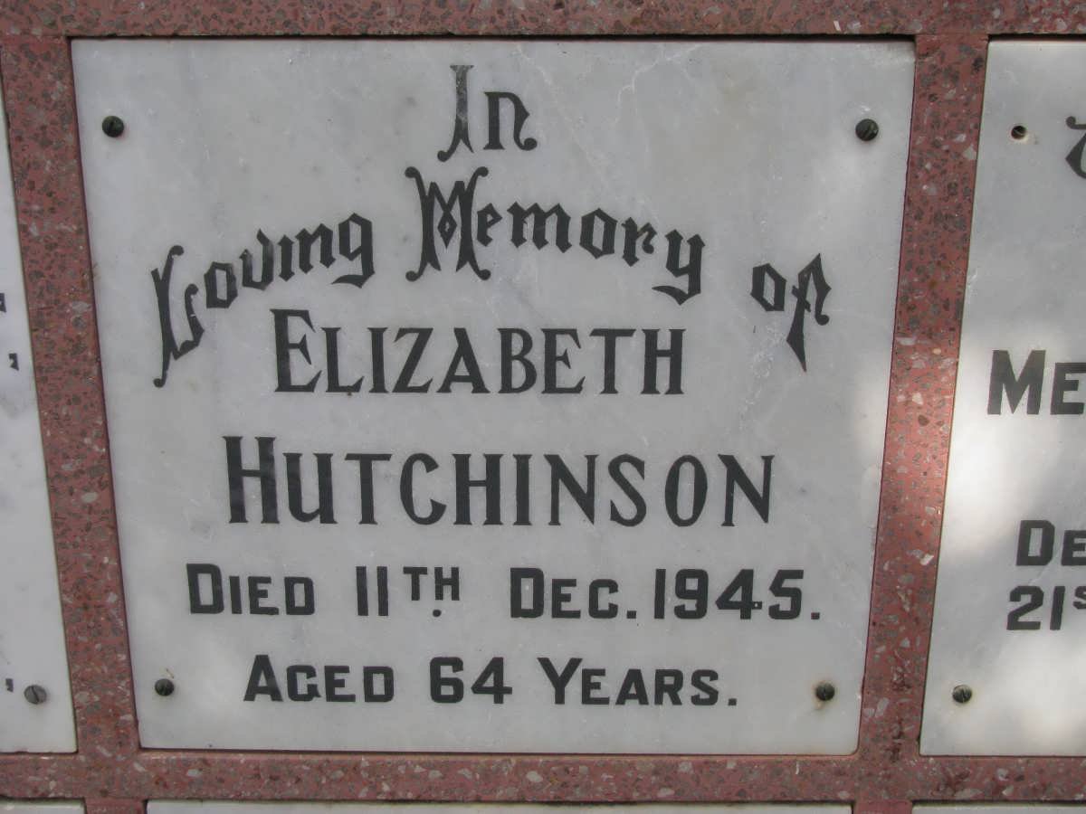 HUTCHINSON Elizabeth -1945