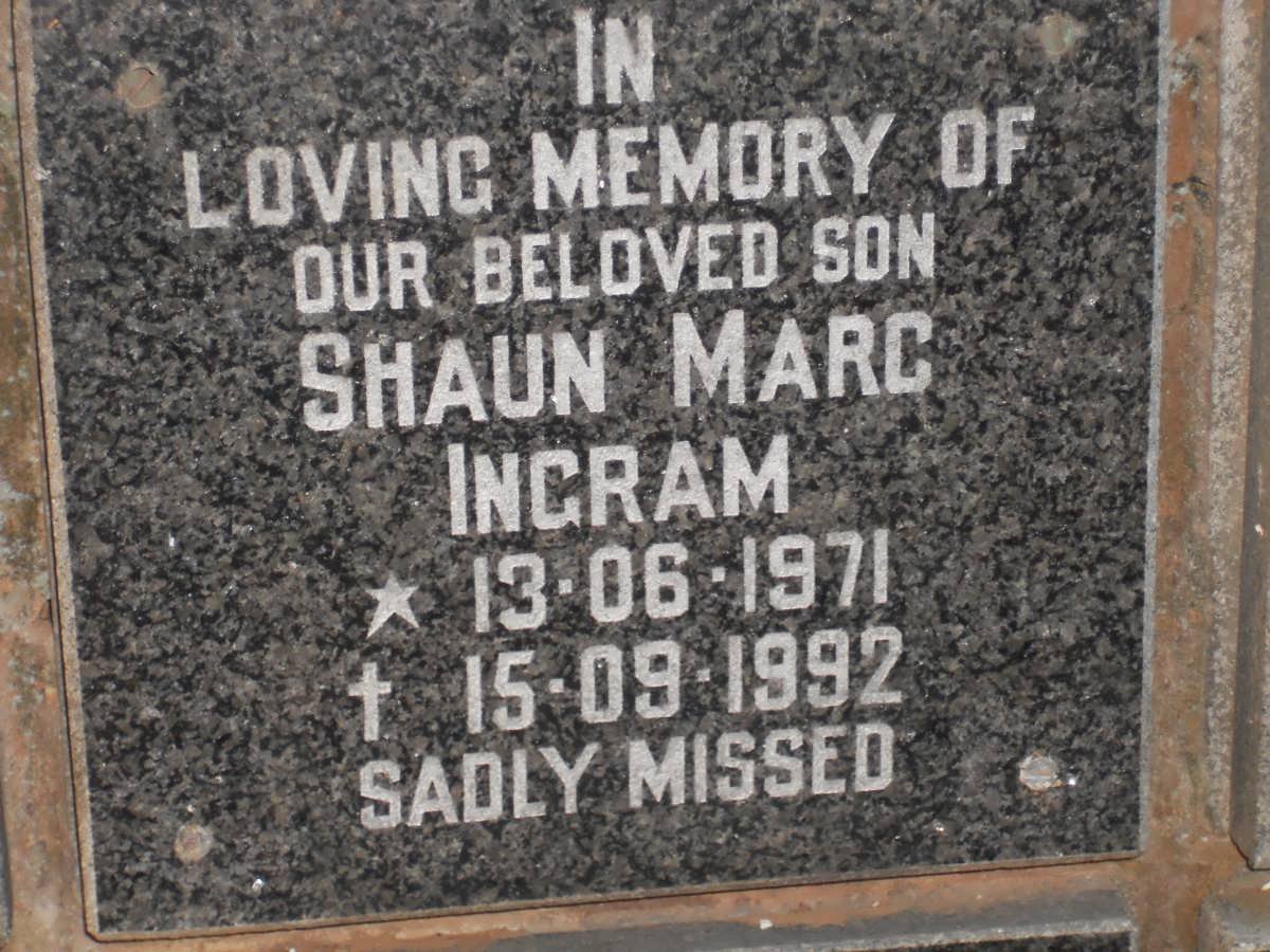 INGRAM Shaun Marc 1971-1992