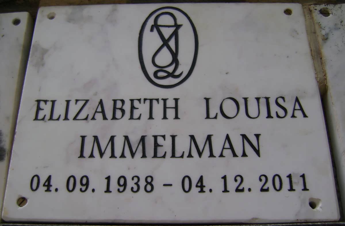 IMMELMAN Elizabeth Louisa 1938-2011