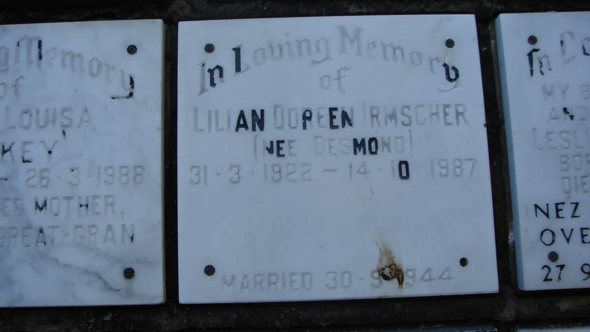 IRMSCHER Lilian Doreen nee DESMOND 1922-1987