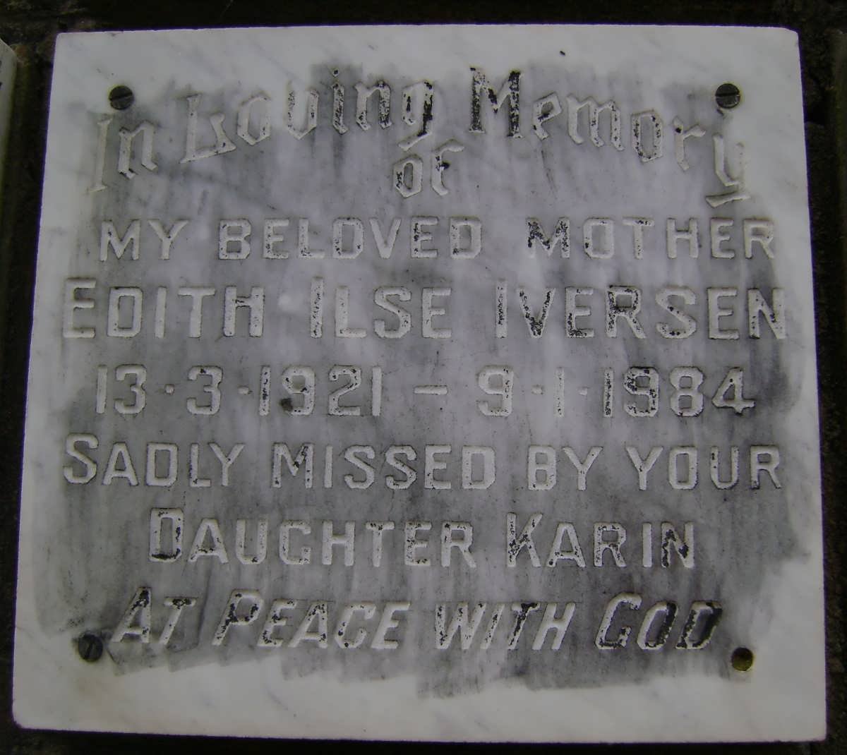 IVERSEN Edith Ilse 1921-1984