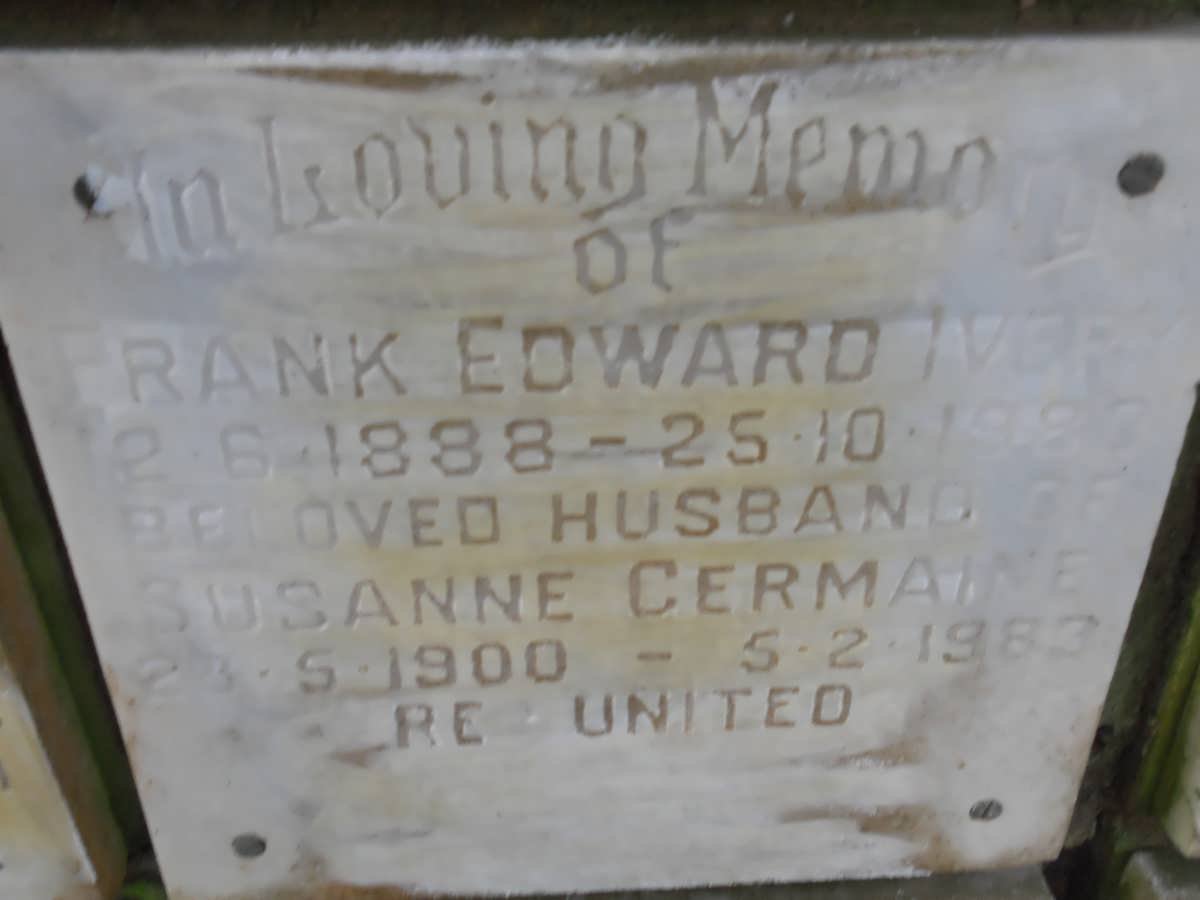 IVERY Frank Edward 1888-1980 &amp; Susanne Germaine 1900-1983