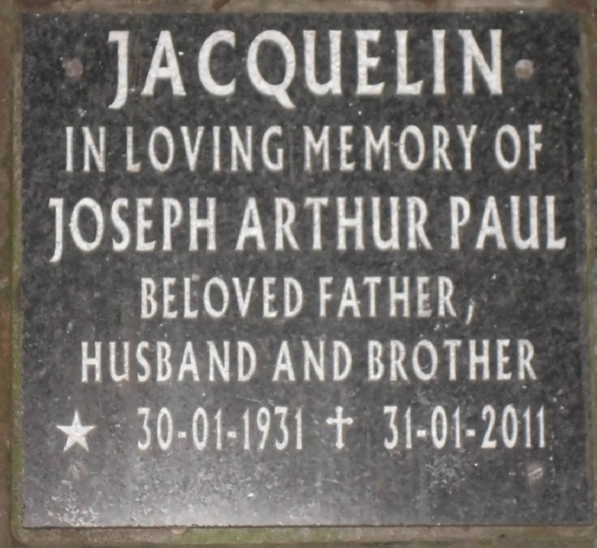 JACQUELIN Joseph Arthur Paul 1931-2011