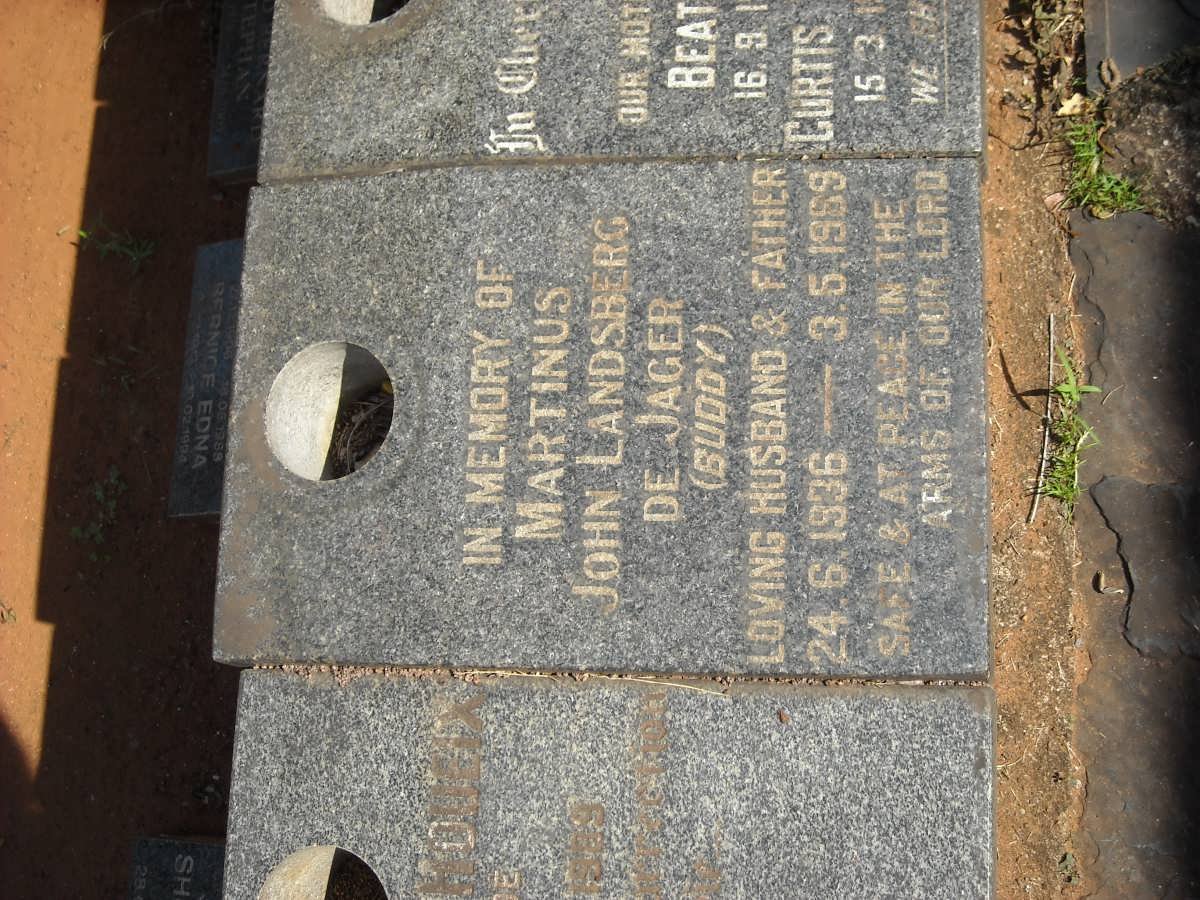 JAGER Marthinus John Landsberg, De 1936-1989