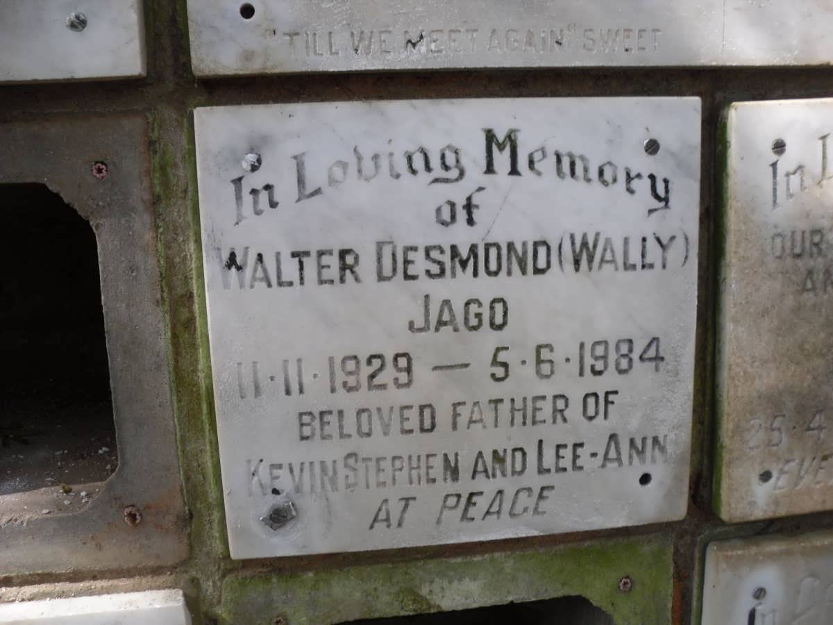 JAGO Walter Desmond 1929-1984