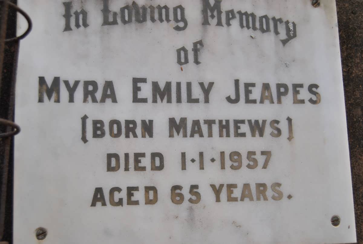 JEAPES Myra Emily nee MATHEWS -1957