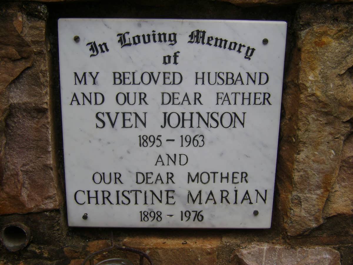 JOHNSON Sven 1895-1963 &amp; Christine Marian 1898-1976