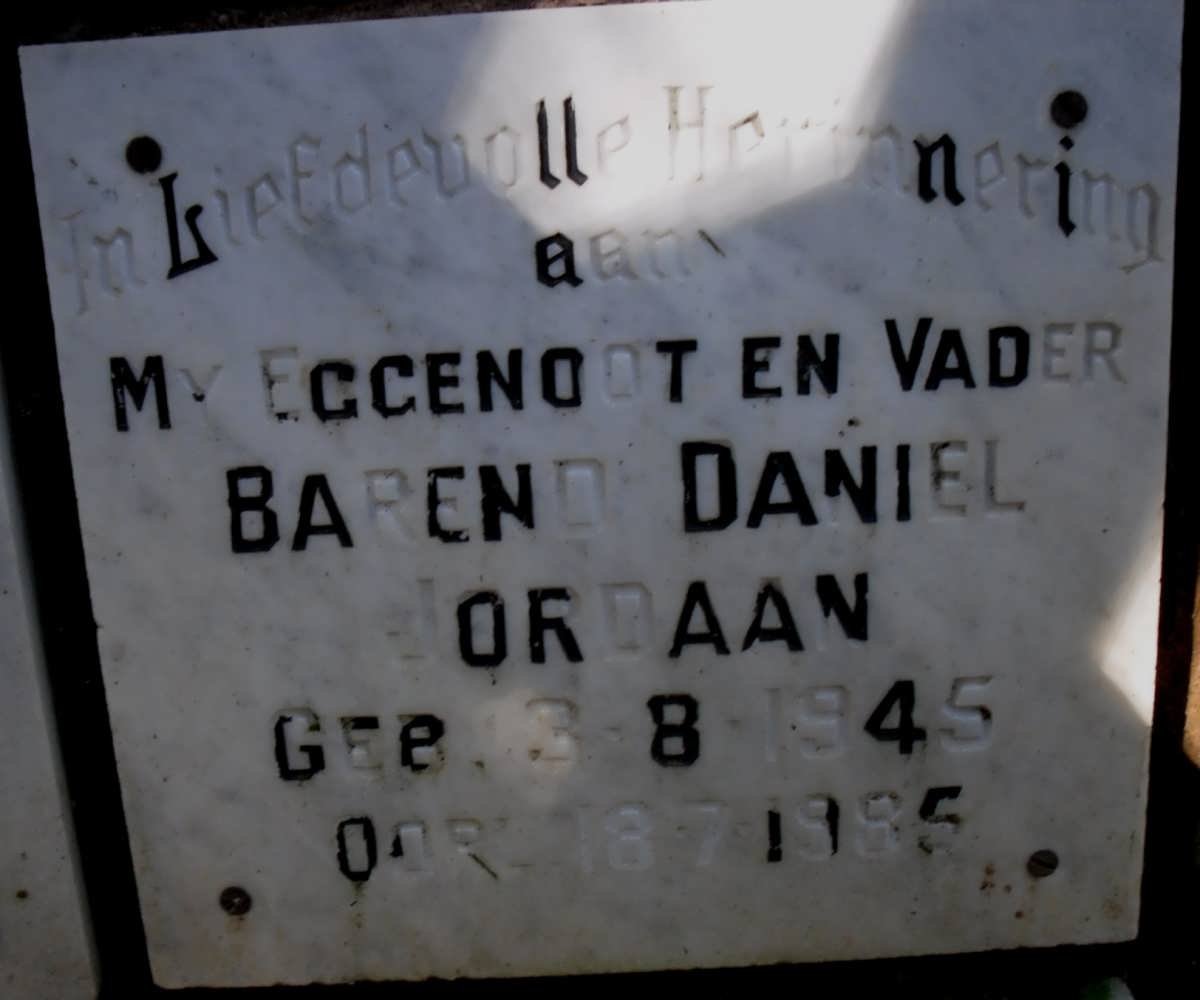 JORDAAN Barend Daniel 1945-1985