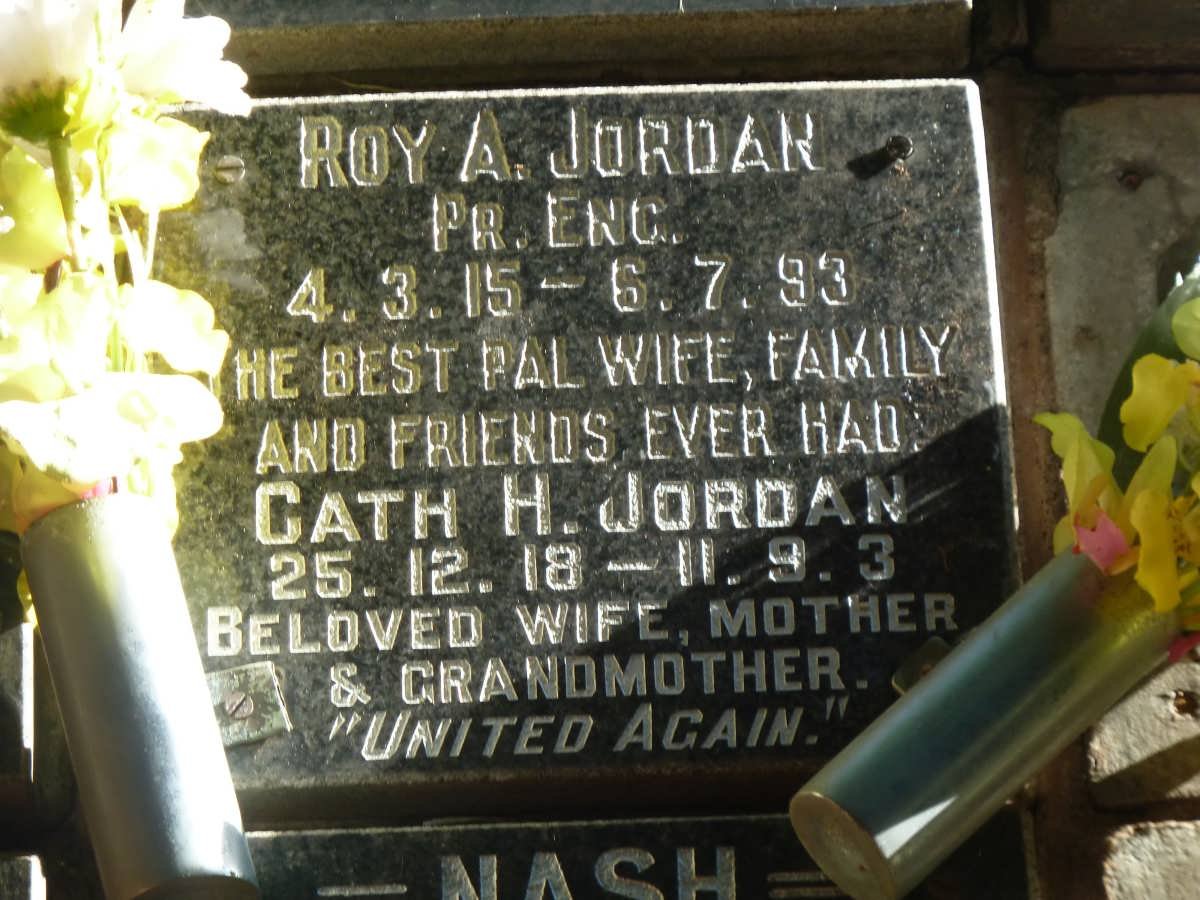 JORDAN Roy A. 1915-1993 &amp; Cath H. 1918-2003