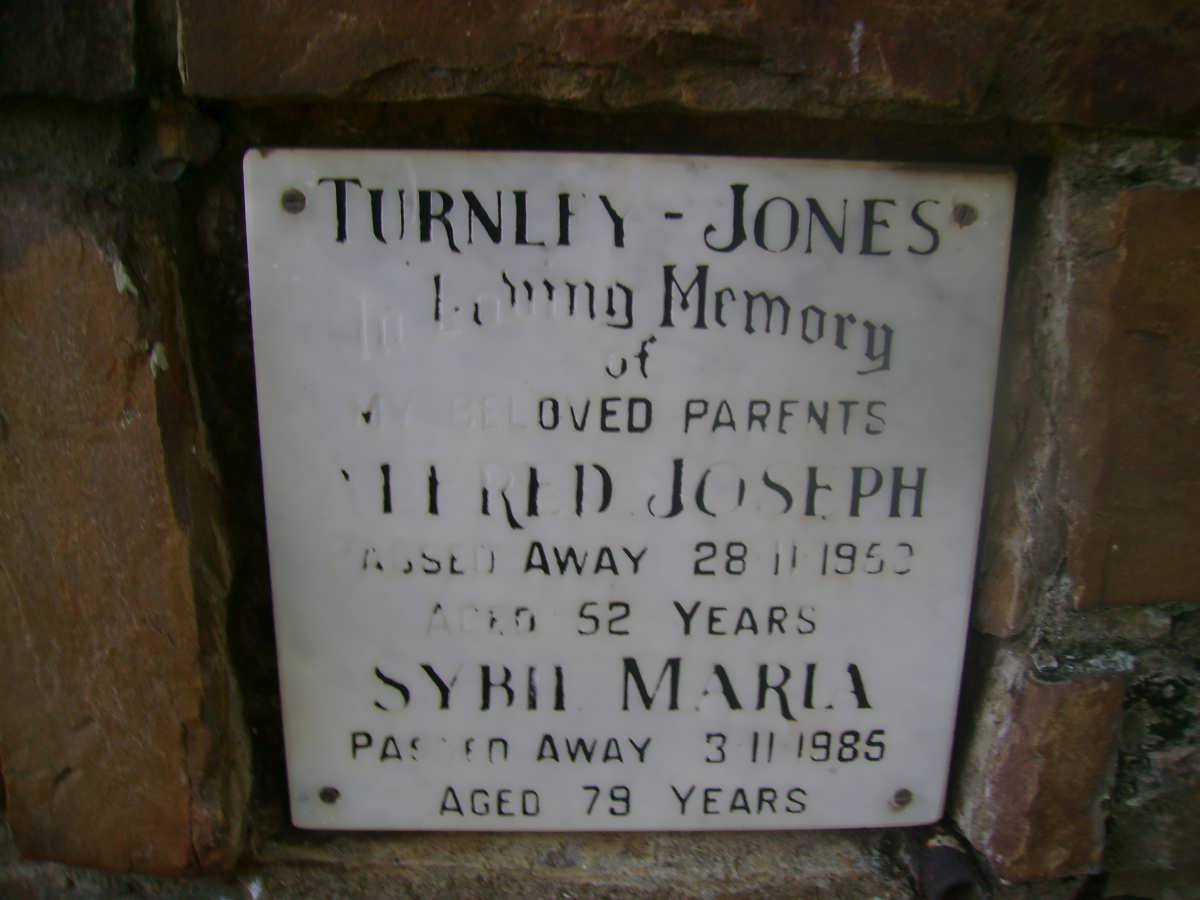 JONES Alfred Joseph, Turnley -1952 &amp; Sybil Maria -1985