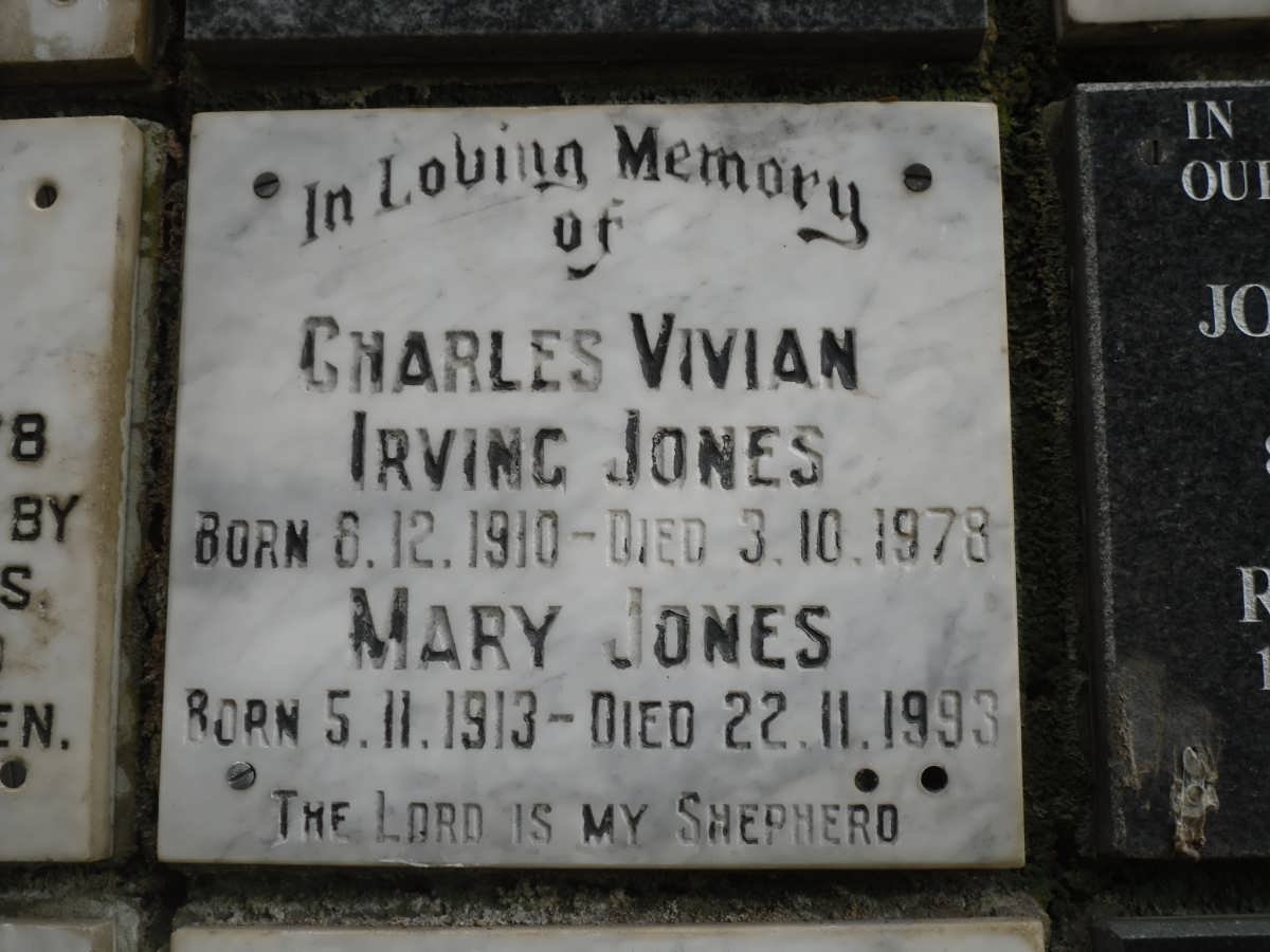 JONES Charles Vivian Irving 1910-1978 &amp; Mary 1913-1993