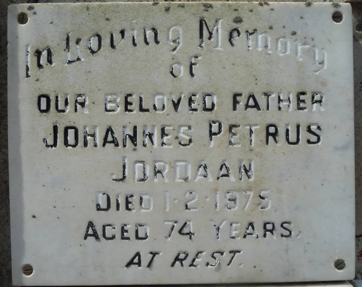 JORDAAN Johannes Petrus -1975