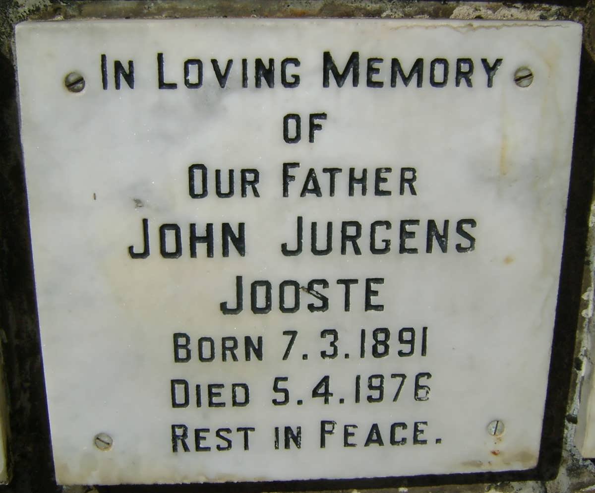 JOOSTE John Jurgens 1891-1976