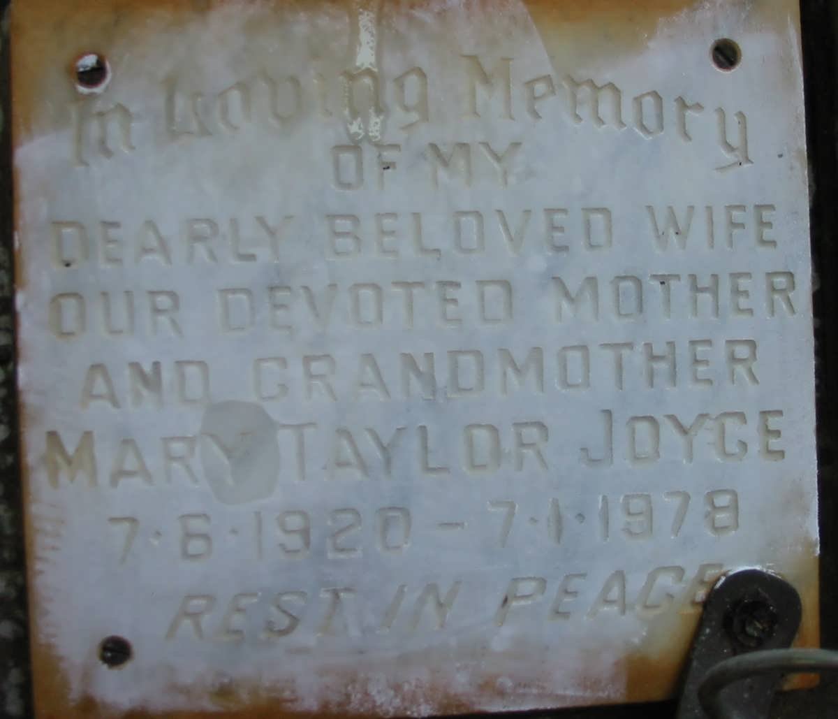 JOYCE Mary Taylor 1920-1978