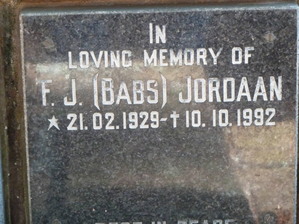 JORDAAN F.J. 1929-1992