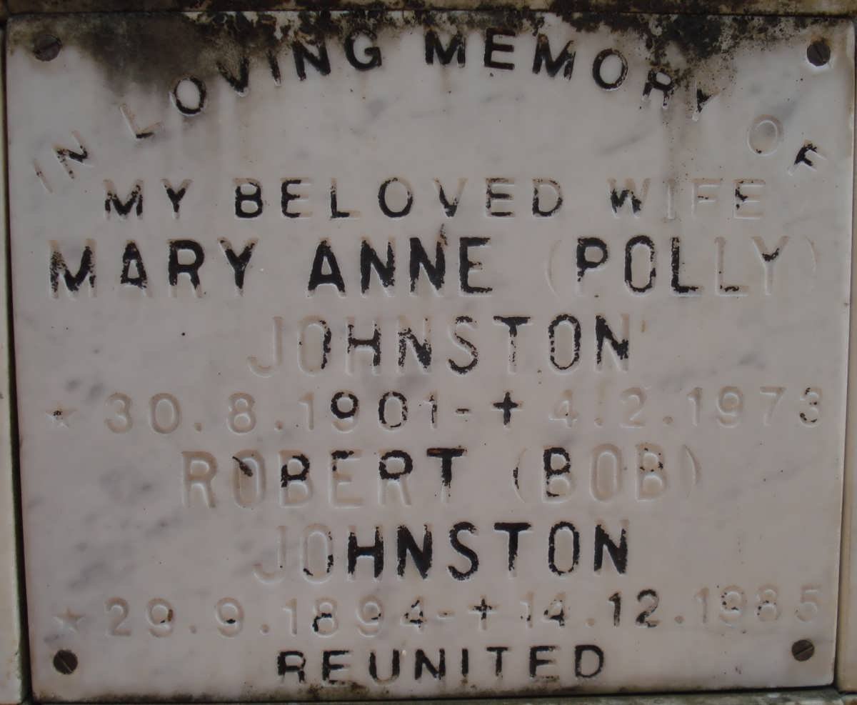 JOHNSTON Robert 1894-1985 &amp; Mary Anne 1901-1973
