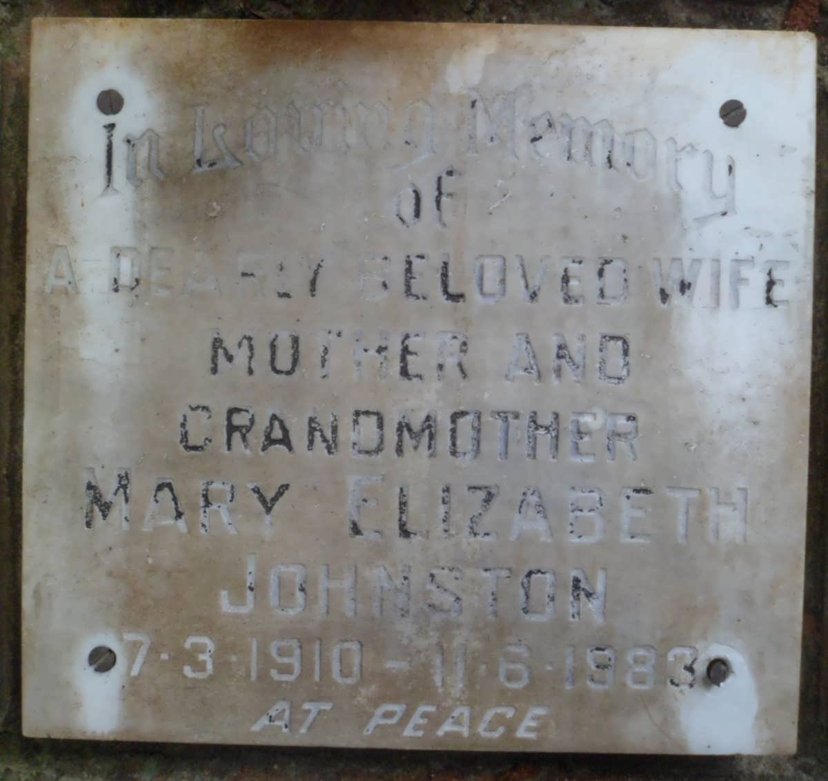 JOHNSTON Mary Elizabeth 1910-1983