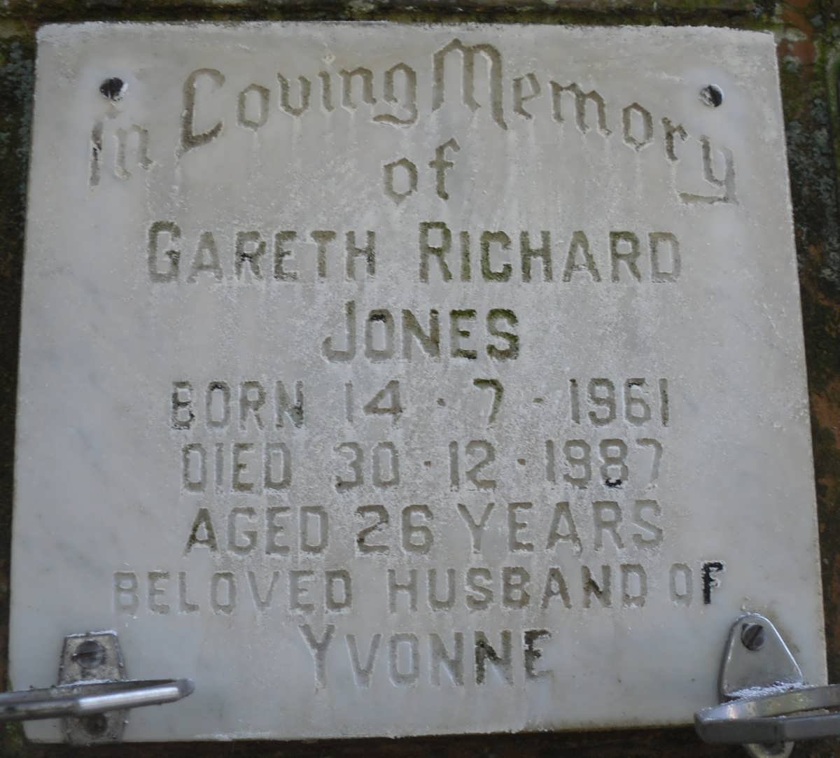 JONES Gareth Richard 1961-1987