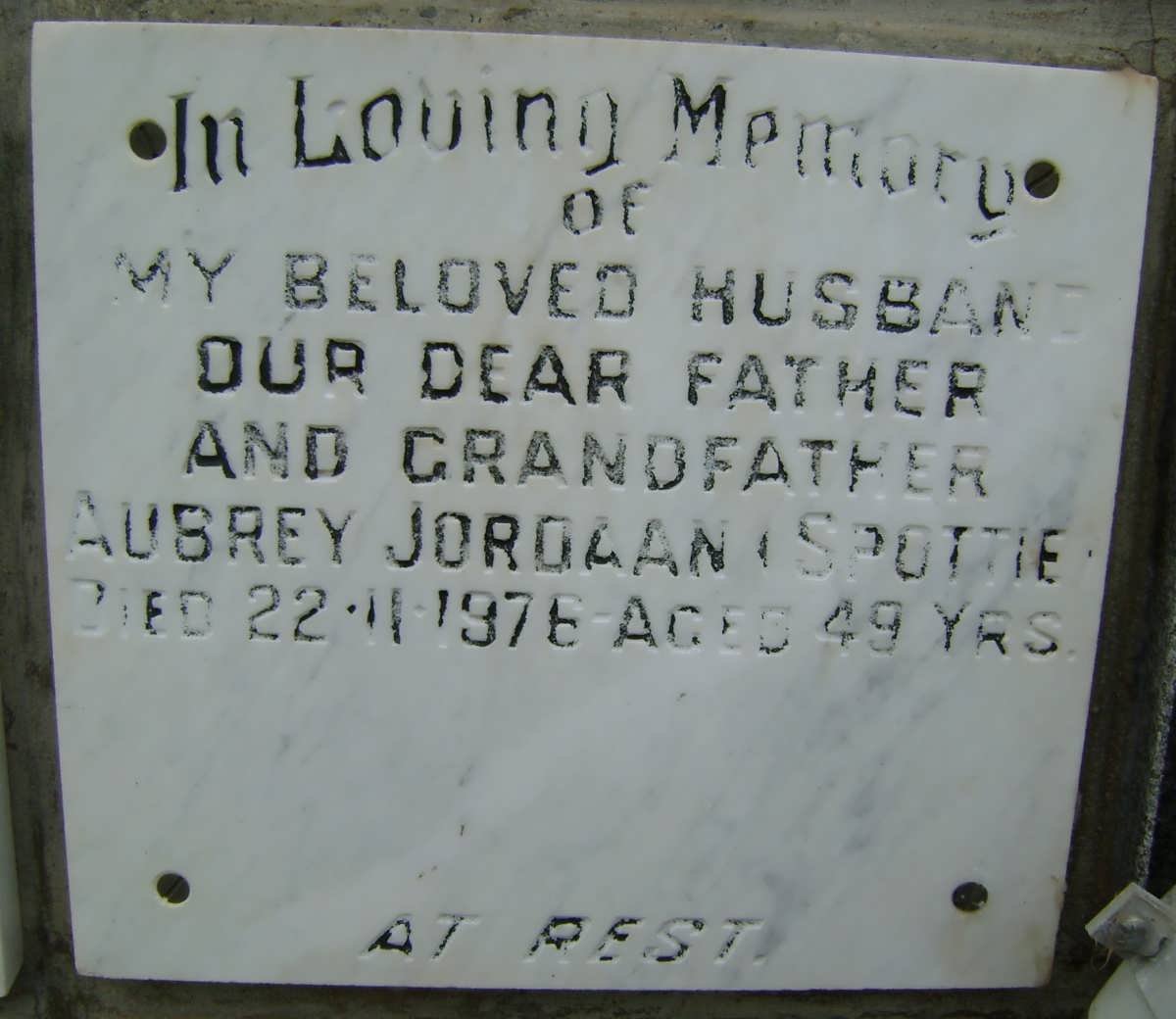 JORDAAN Aubrey -1976