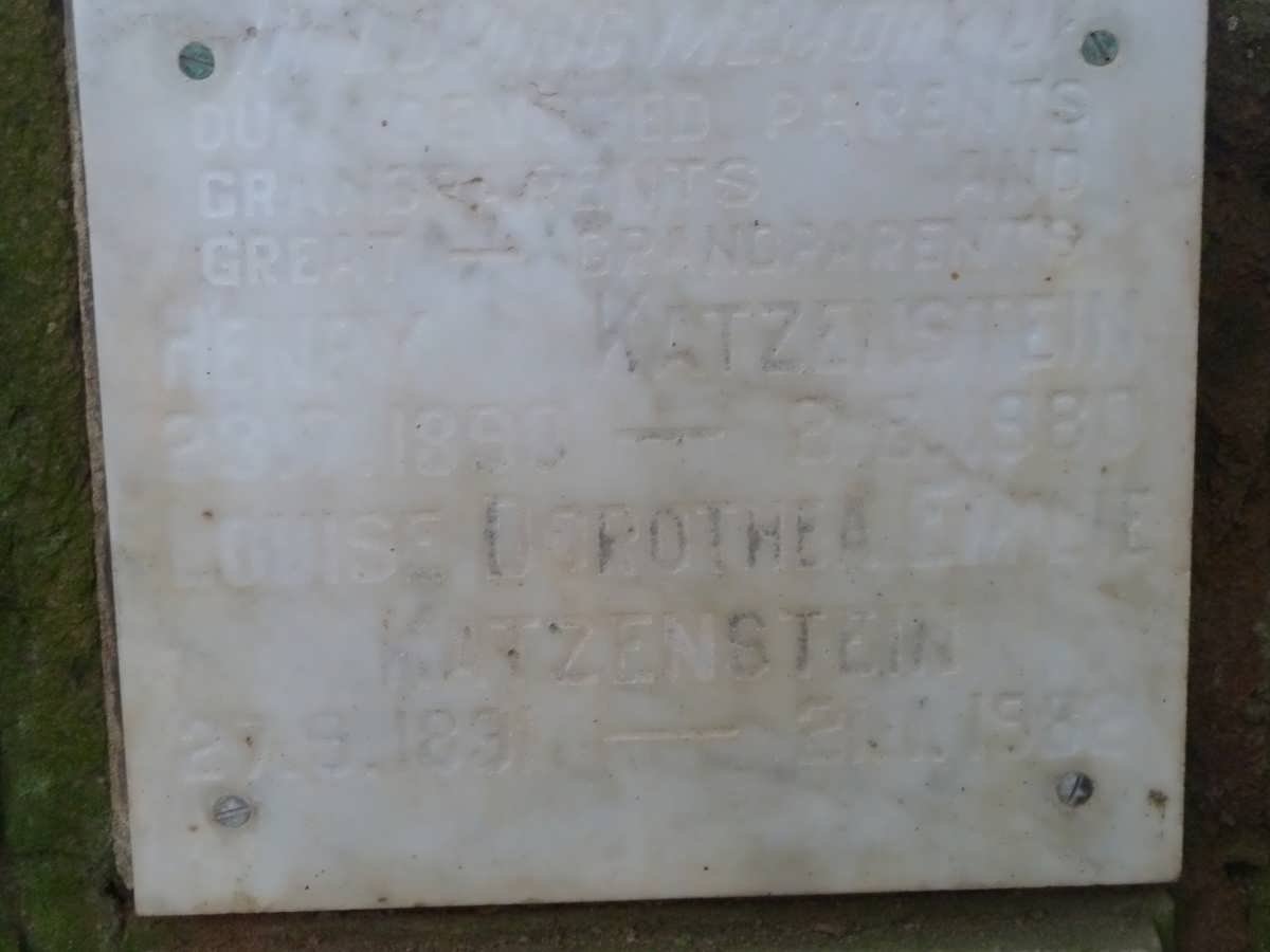KATZENSTEIN Henry 1890-1980 &amp; Louise Dorothea Emilie 1891-1982